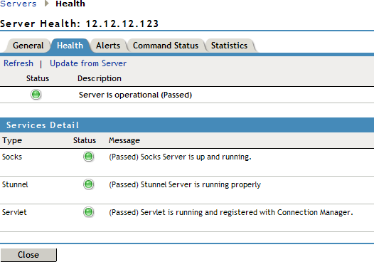 Health status of SSL VPN servers