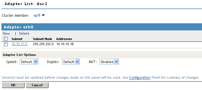 LAN adapter configuration