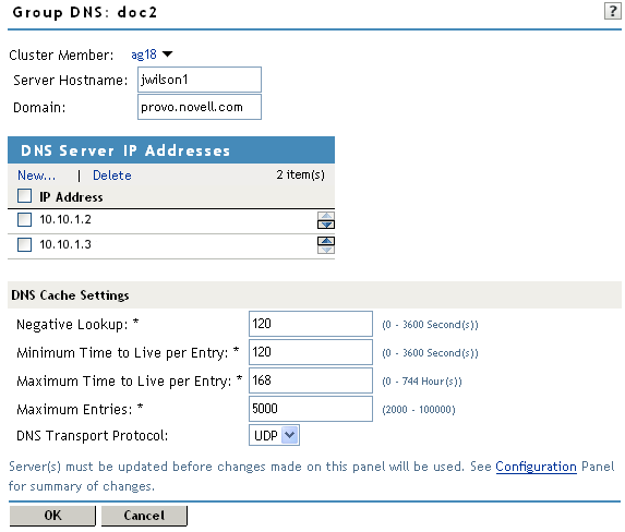 Configuring DNS settings