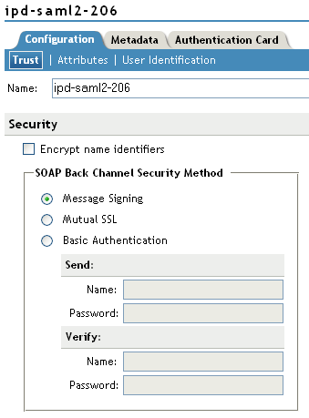 Provider SOAP security fields