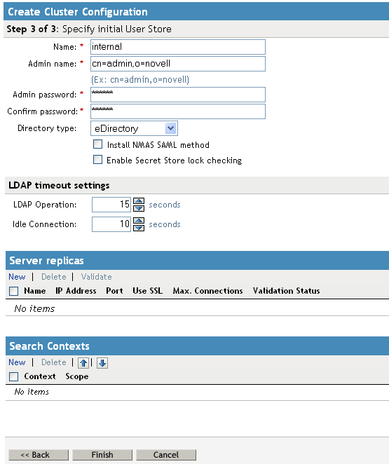 Configuring a user store