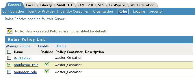 Enabling an Employee role