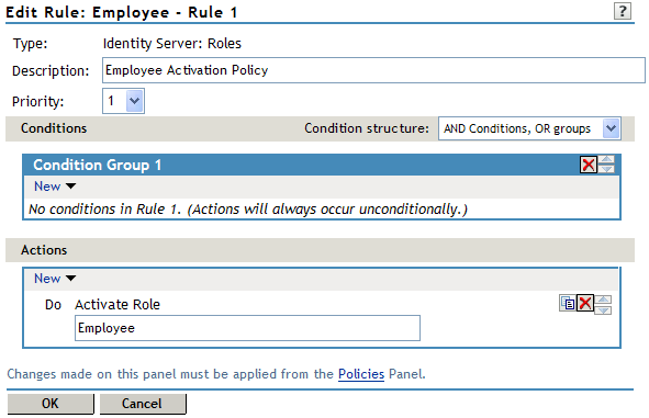Policy conditions and actions