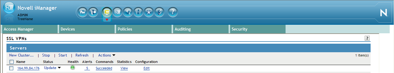 The SSL VPN configuration page