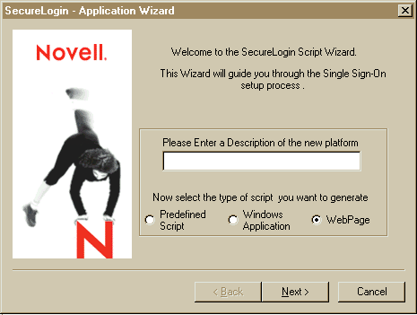 Screen Capture: Entering a Name for an Application