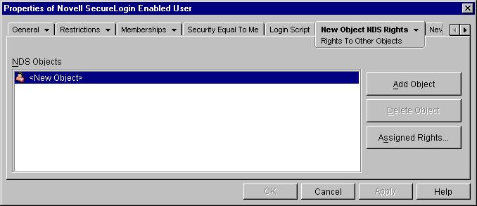 Screen Capture: New Object NDS Rights