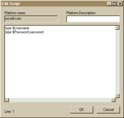 Screen Capture: A Sample Script in Login Details > Modify
