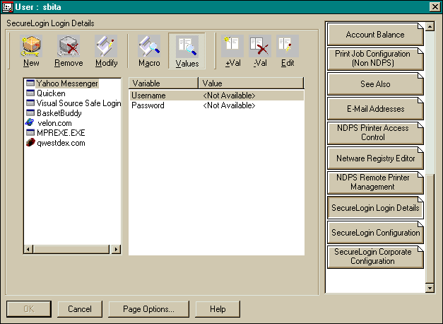 Screen Capture: The SecureLogin Login Details Tab