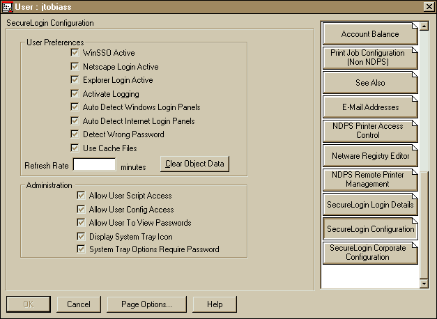 Screen Capture: The SecureLogin Configuration Tab