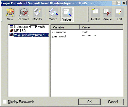 Screen Capture: A Sub-Expression Displayed in Login Details