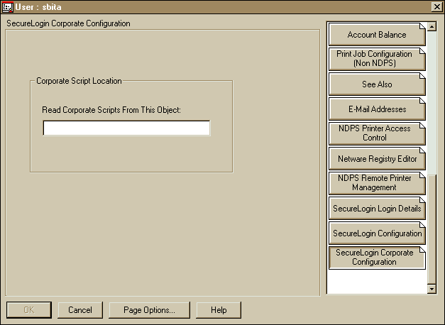 Screen Capture: The SecureLogin Corporate Configuration Tab