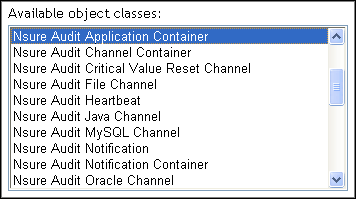 Available object classes in iManager