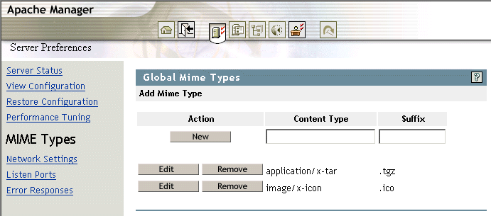 MIME Types page