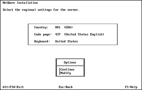 Regional settings screen