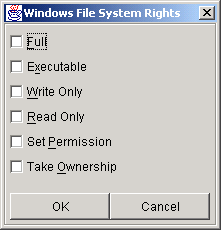 Windows File System Rights dialog box
