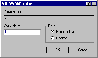 Edit DWORD Value dialog box