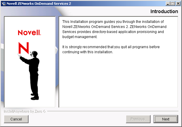 OnDemand Services Installation program[apos  ]s Introduction page