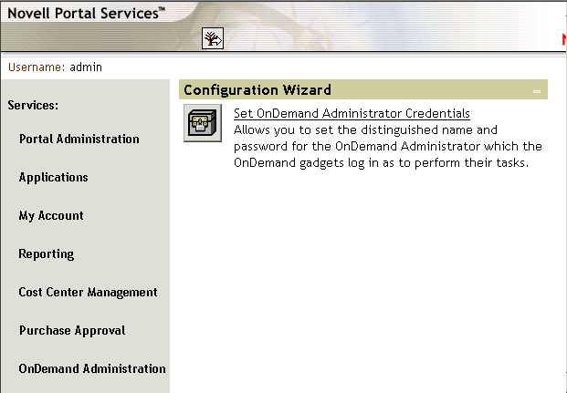 OnDemand Administration page with Configuration Wizard