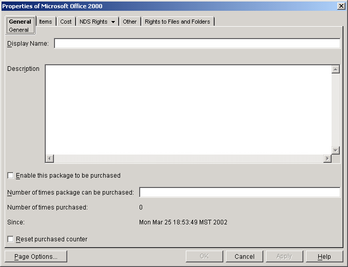 General page on an OnDemand Services Package object