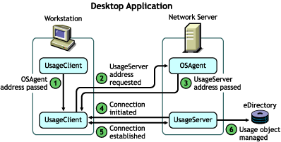 Desktop application usage process with the UsageServer[apos  ]s address explicitly defined
