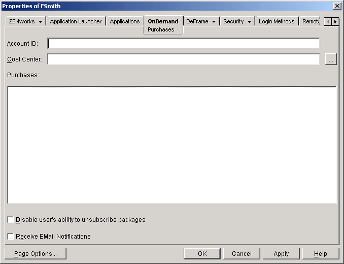 OnDemand Purchases page on a User object
