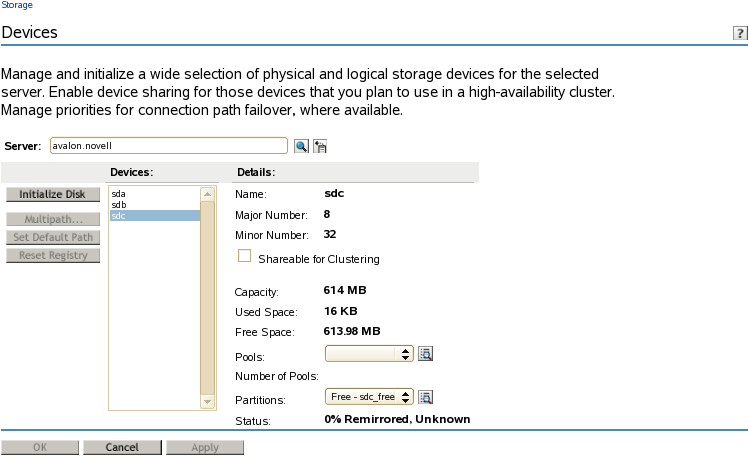 Sample Device Management Page