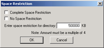 The Novell Client Space Restriction Dialog Box