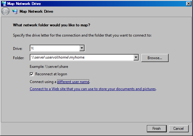 Sample Windows Map Network Drive Dialog Box