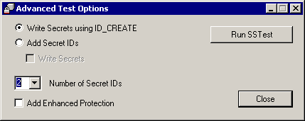 The Advanced Test Options dialog box
