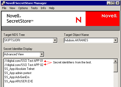 Secret identifiers from a test