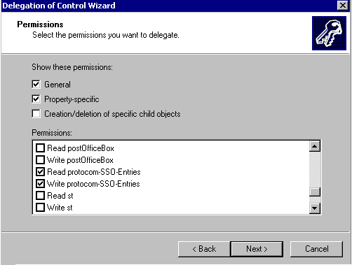 Check boxes for the protocom-SSO-Entries attribute