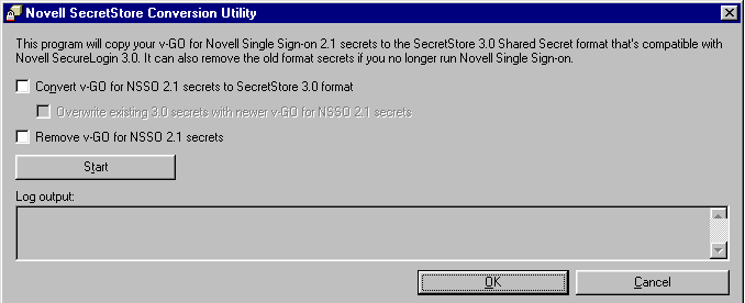Options in the SecretStore conversion utility