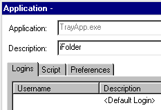 The Description dialog box for applications