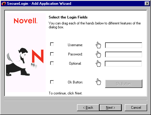 Selecting login fields
