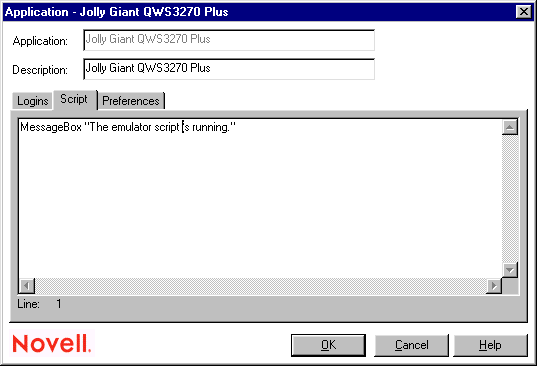 A sample script to log in to a mainframe