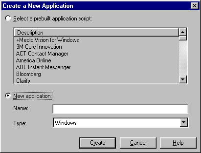 The New Application option