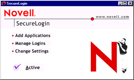 Main window for Novell SecureLogin