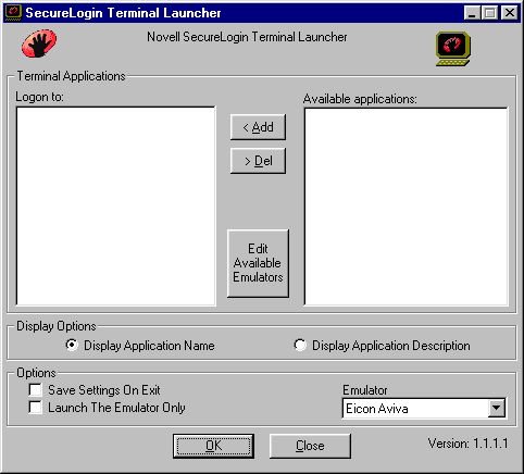 Terminal Launcher window