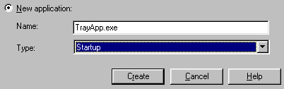 Selecting Startup in the Type dialog box