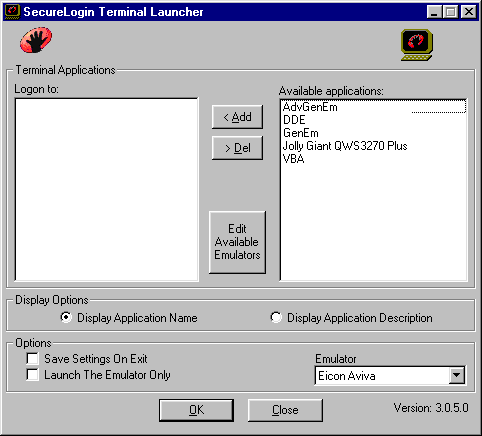 Applications in the Available Applications pane