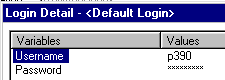 The Variable column in Login Details