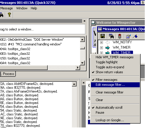 The Edit Messages Filter option