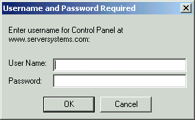 A dialog box for accessing a password-protected Web site