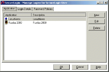 The New button, to add an application