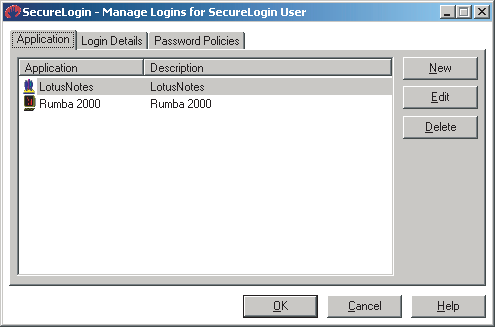 The New button, to add an application