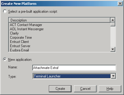 Adding Attachmate Extra! as a new application