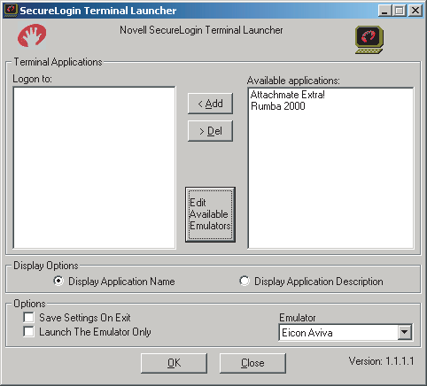 Terminal Launcher[apos  ]s main screen