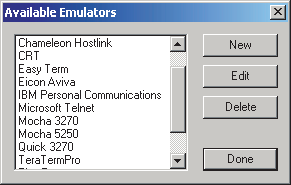 A list of emulators available for single sign-on