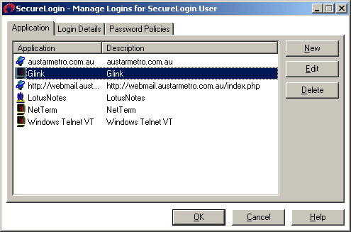 A list of applications that you can edit