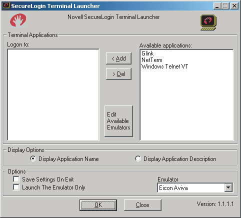 Terminal Launcher[apos  ]s main screen